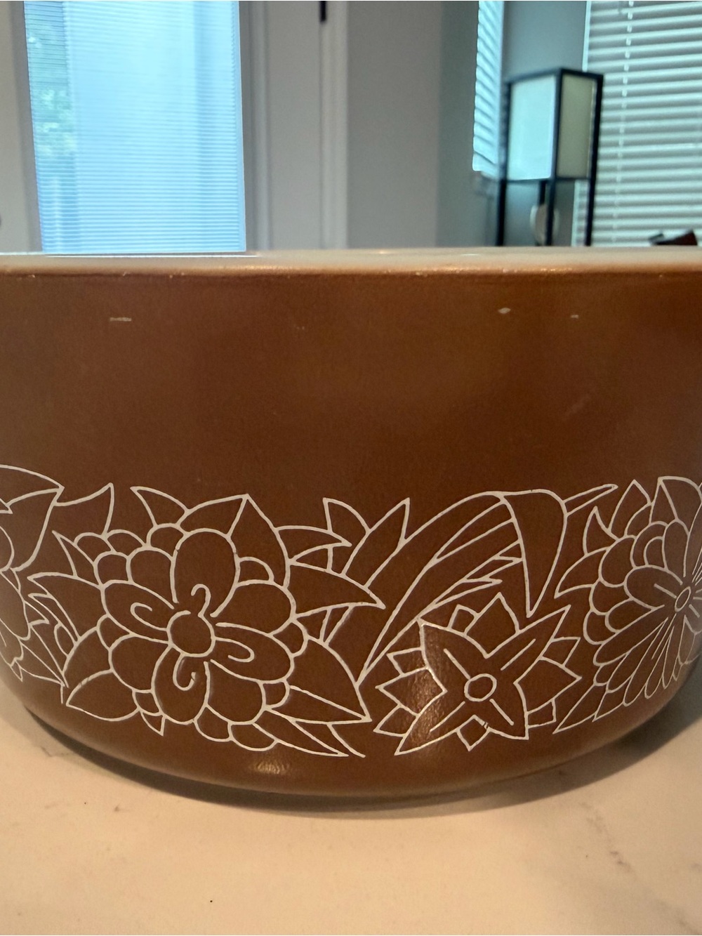 Pyrex Vintage Brown Floral Bowl